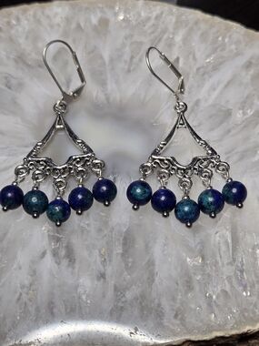 Azurite Malachite Chandelier Earrings